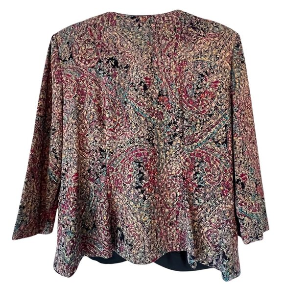 NWT Alex Evenings Paisley Jacket Full Zip PM Multicolor Paisley Metallic Lined - Picture 2 of 14